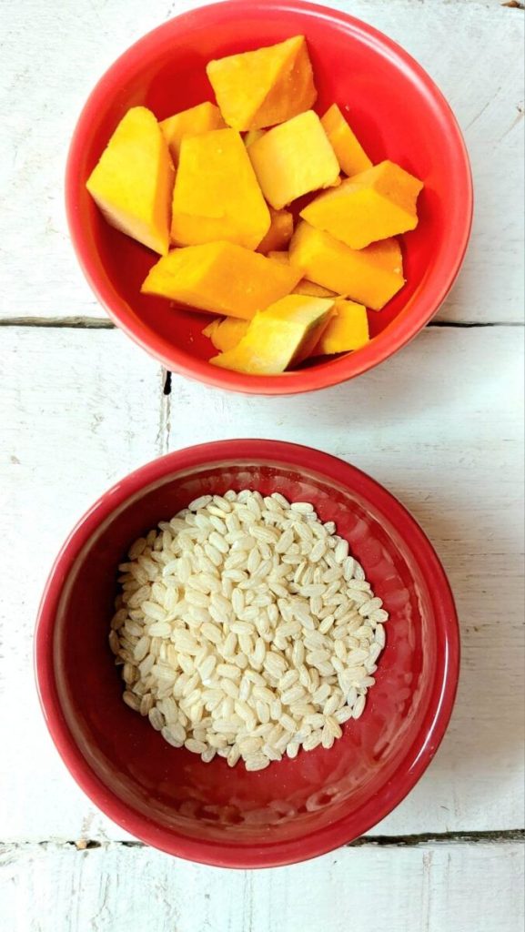 Semi-wholegrain risotto in a pressure cooker