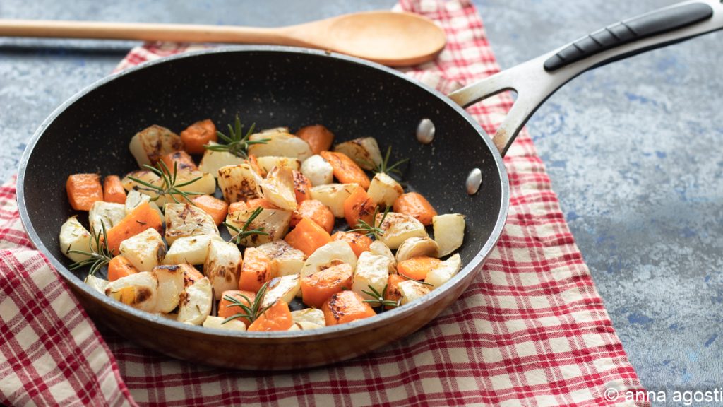 side dish of white turnips and carrots