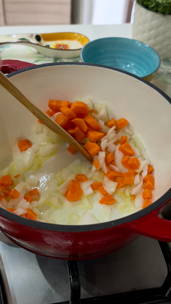 Soffritto of carrots, onions, celery and aromatic herbs