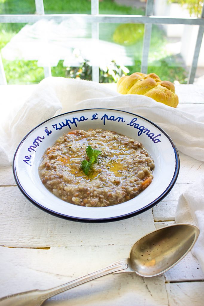 Sprouted lentil, leek and millet soup