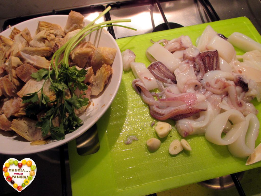 Squid and artichokes in a pan, Mangia senza Pancia