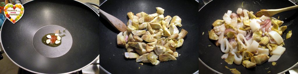 Squid and artichokes in a pan, Mangia senza Pancia