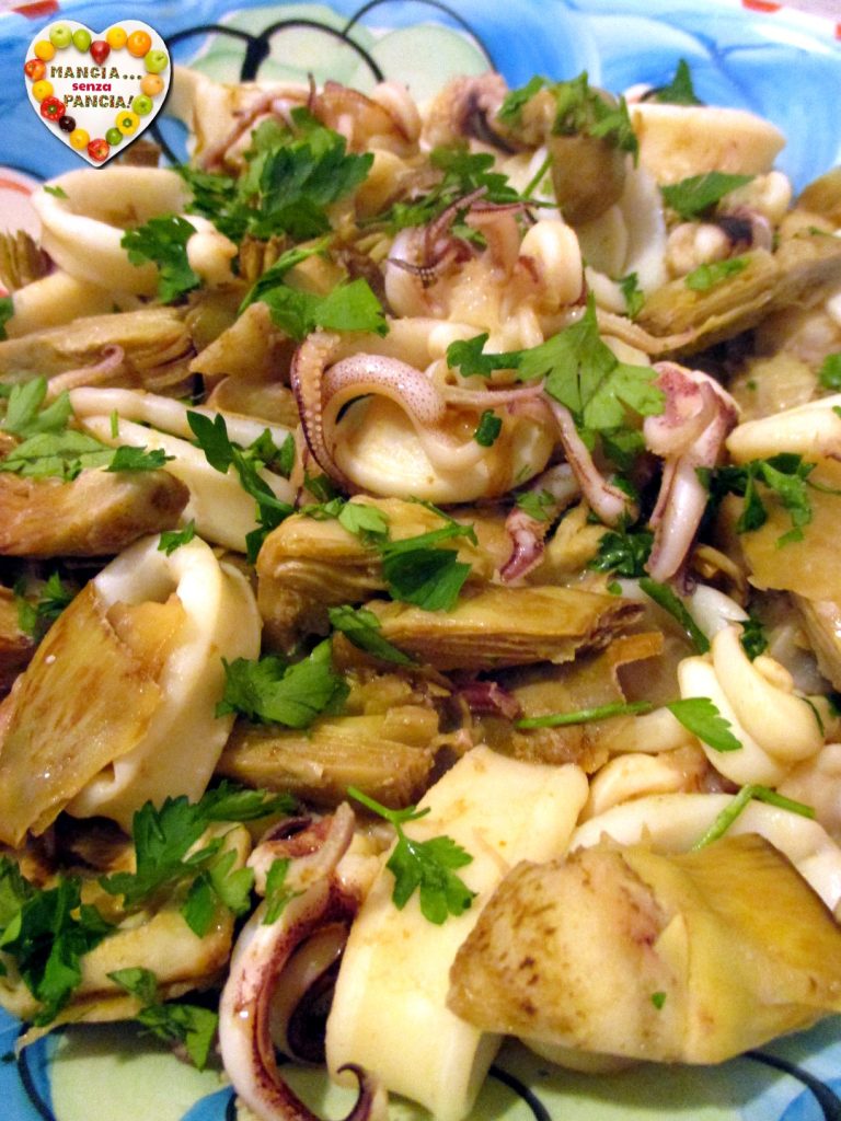 Squid and artichokes in a pan, Mangia senza Pancia