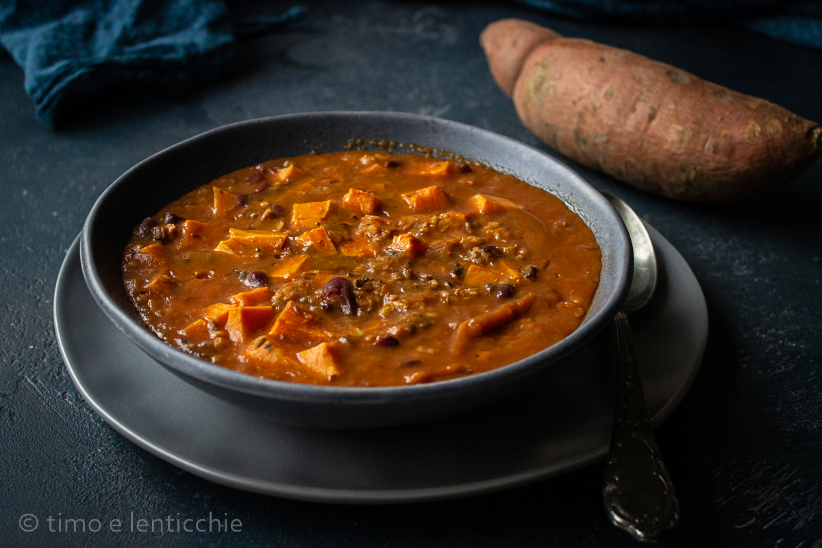 Sweet Potato Rice and Bean Soup