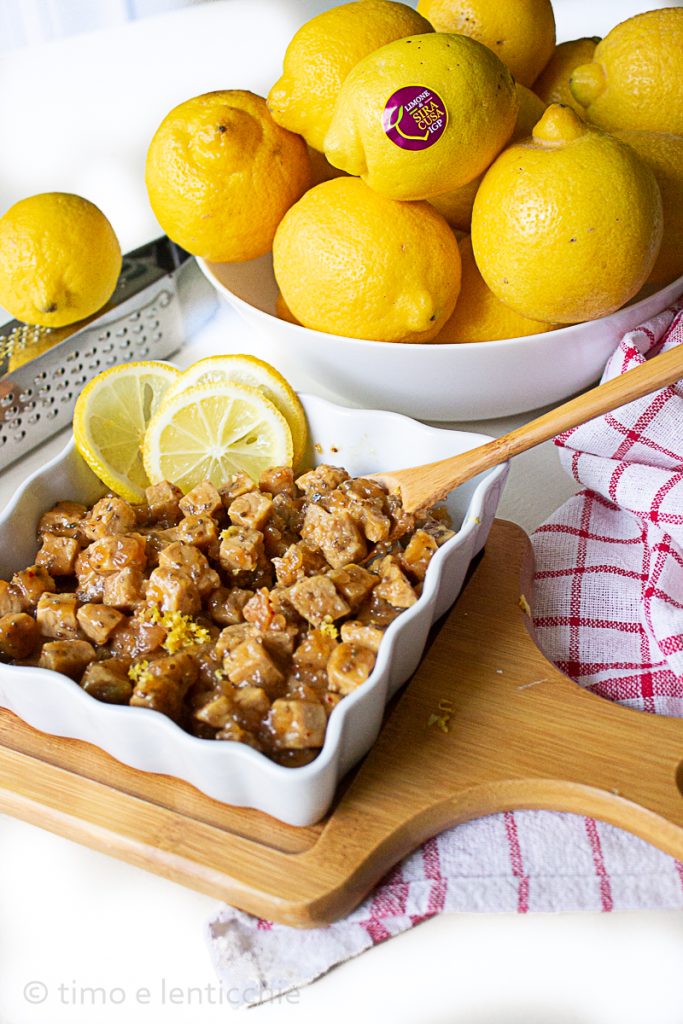 Tempeh glazed with lemon