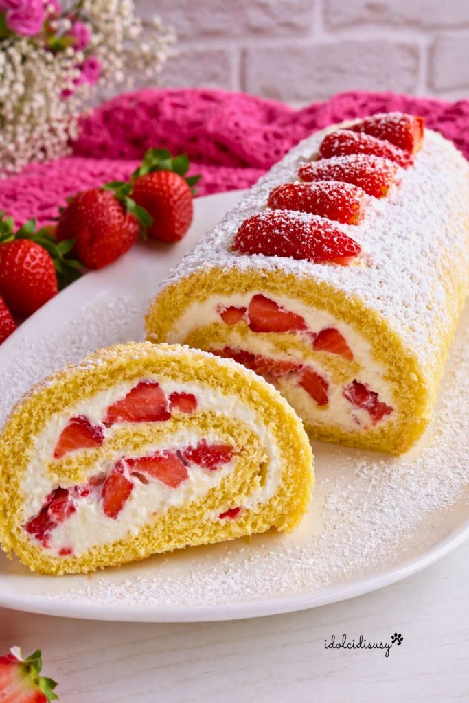 soft strawberry roll with egg-free mascarpone cream