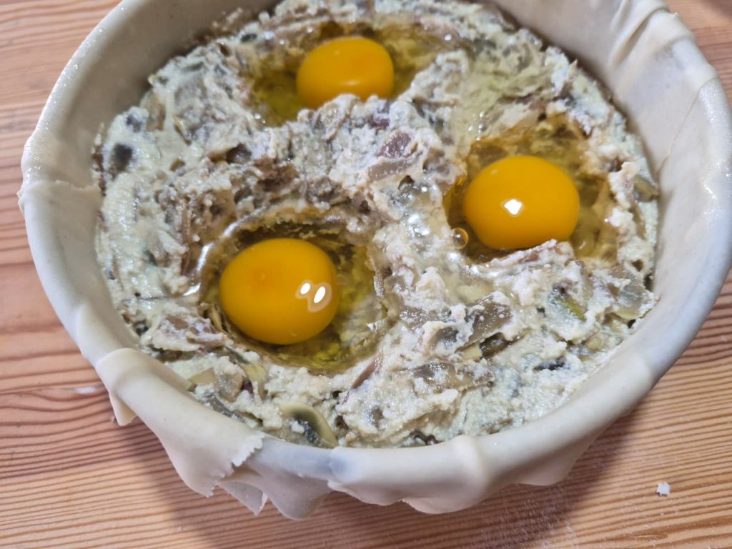 La torta Pasqualina di Carciofi cotta in forno o in friggitrice ad aria