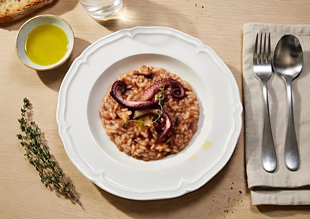 Risotto with octopus and its cooking water