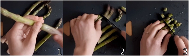 a. clean and cut the asparagus