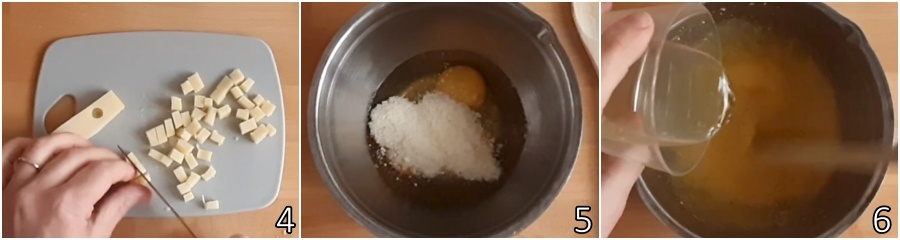 b. cut the leftover cheeses into cubes