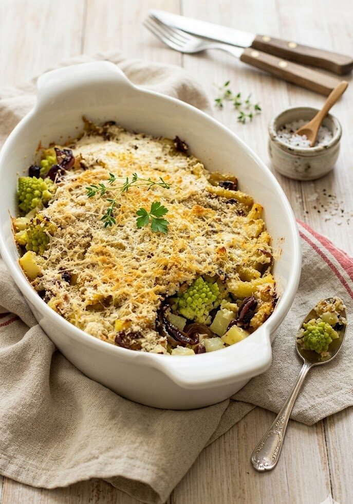 baked romanesco broccoli flan