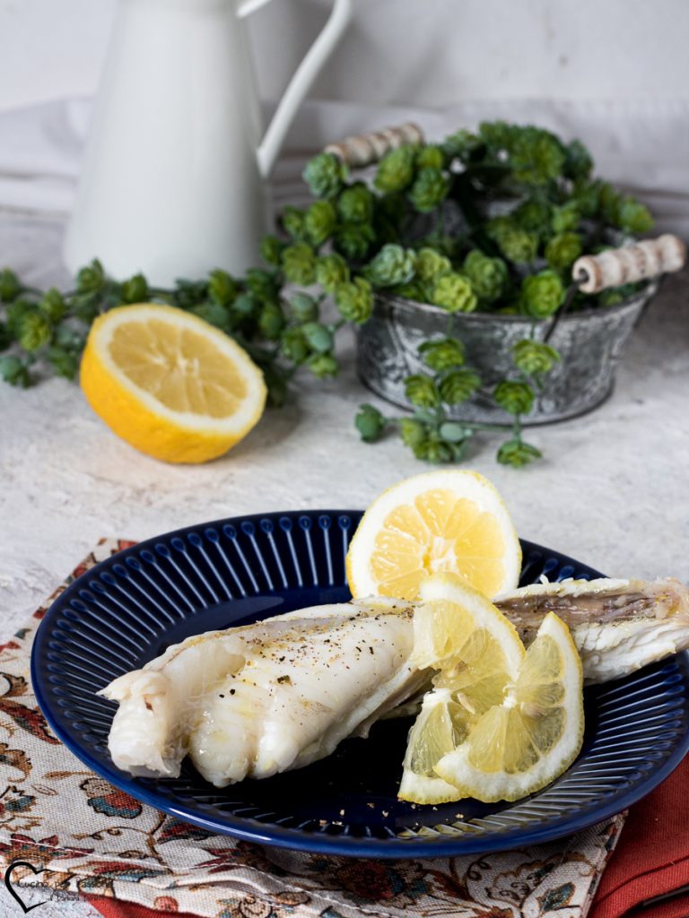 boiled monkfish tail with lemon