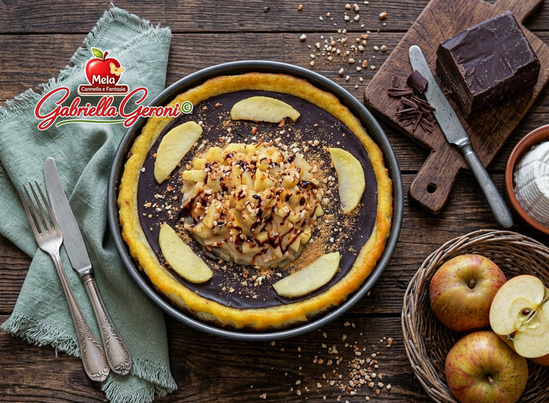 Cheesecake with Apple Cream and Crispy Chocolate Sheet