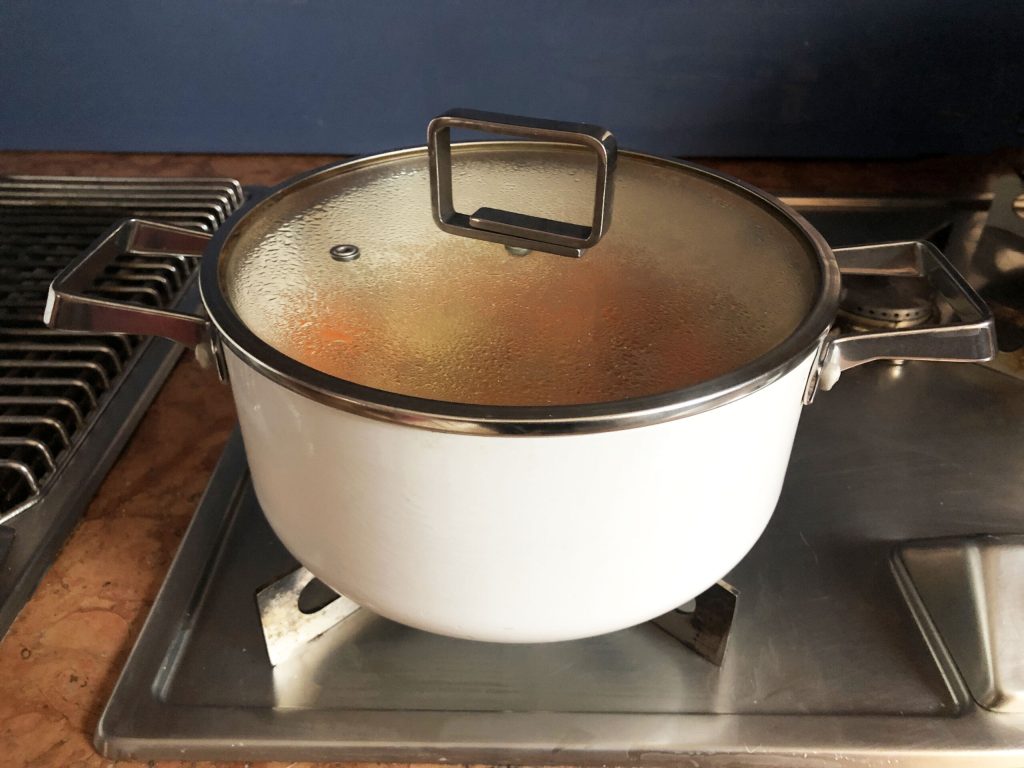 Simmering vegetables
