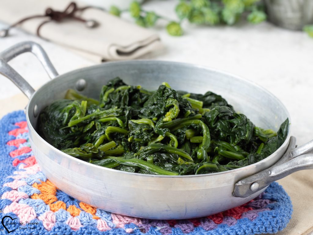 fresh spinach in a pan