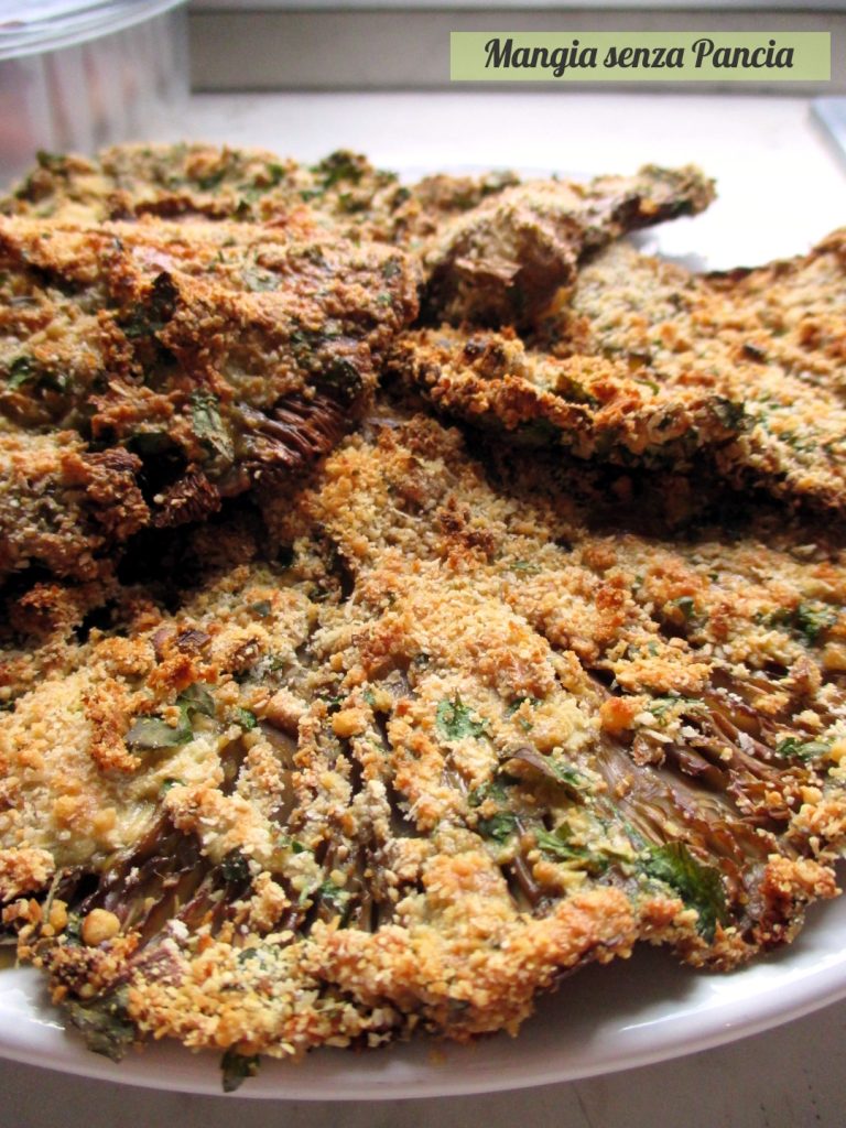 Funghi gratinati saporiti, ricetta vegetariana, Mangia senza Pancia