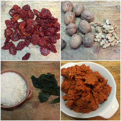 Pasta with sun-dried tomato pesto