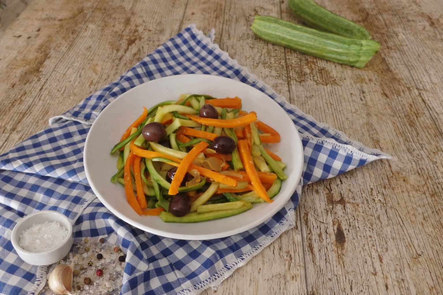 Julienned zucchini and carrots