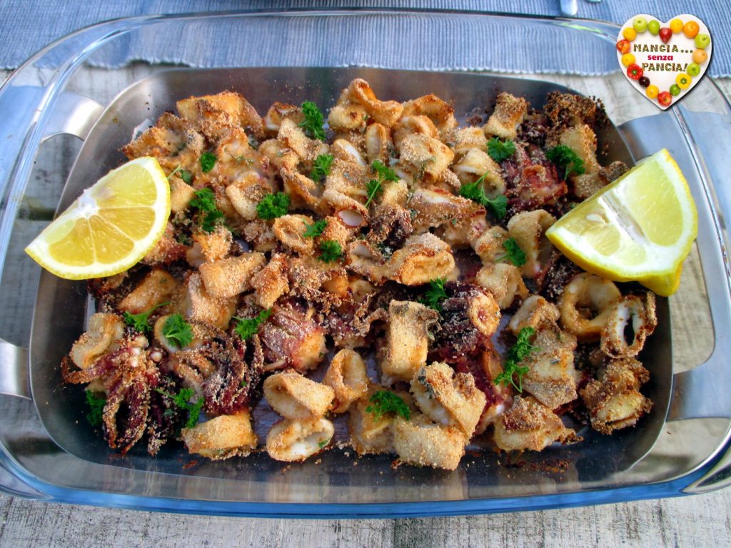 Light oven-baked gratin calamari, Eat Without Belly