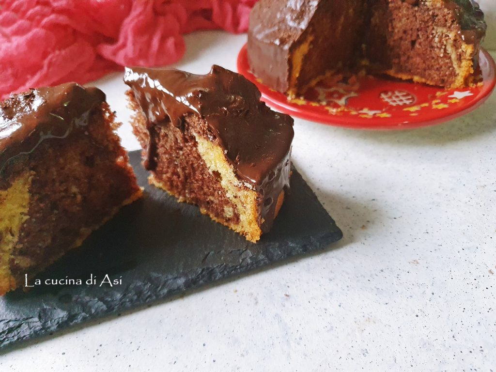 marbled cake with glaze cooked in air fryer