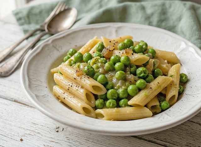 Creamy pasta with peas: the easy and quick recipe without cream