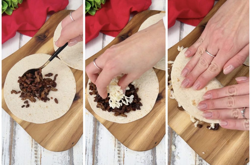 Meat and cheese tacos in the air fryer