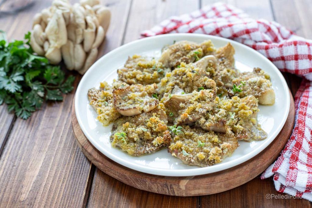 gratinated pleurotus mushrooms