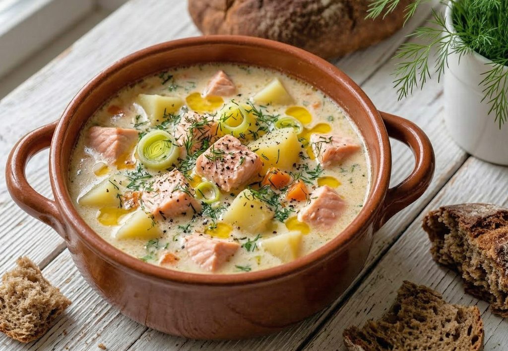 potato and salmon soup