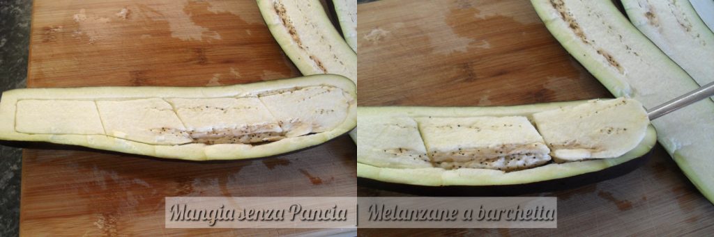 Eggplant boats, easy recipe, Mangia senza Pancia - preparation 2