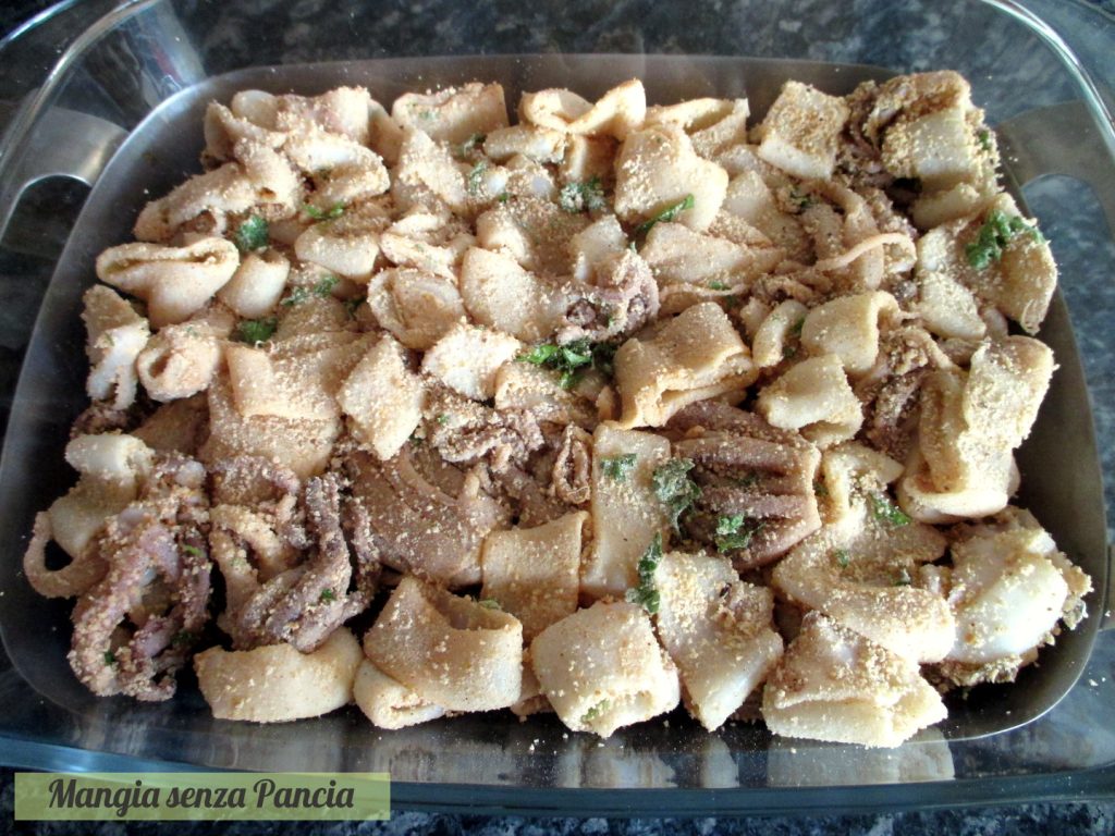 Light oven-baked gratin calamari, Eat Without Belly