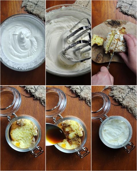 preparation of the colomba tiramisu without eggs