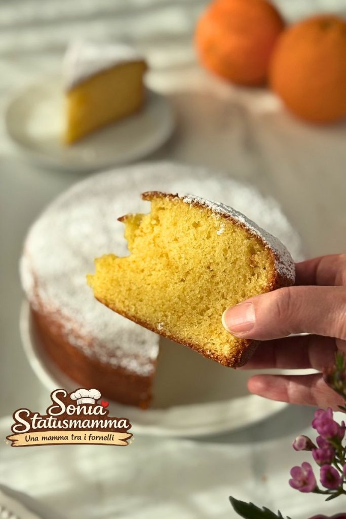 Slice of 7-jar orange cake showing the soft texture and crumb structure.