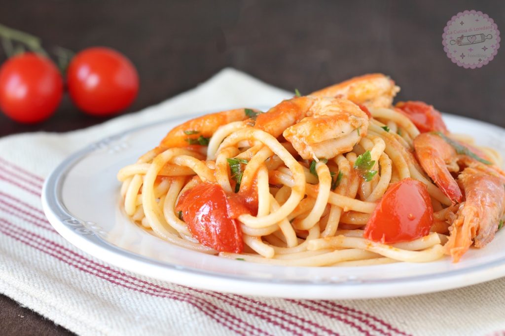 spaghetti with king prawns
