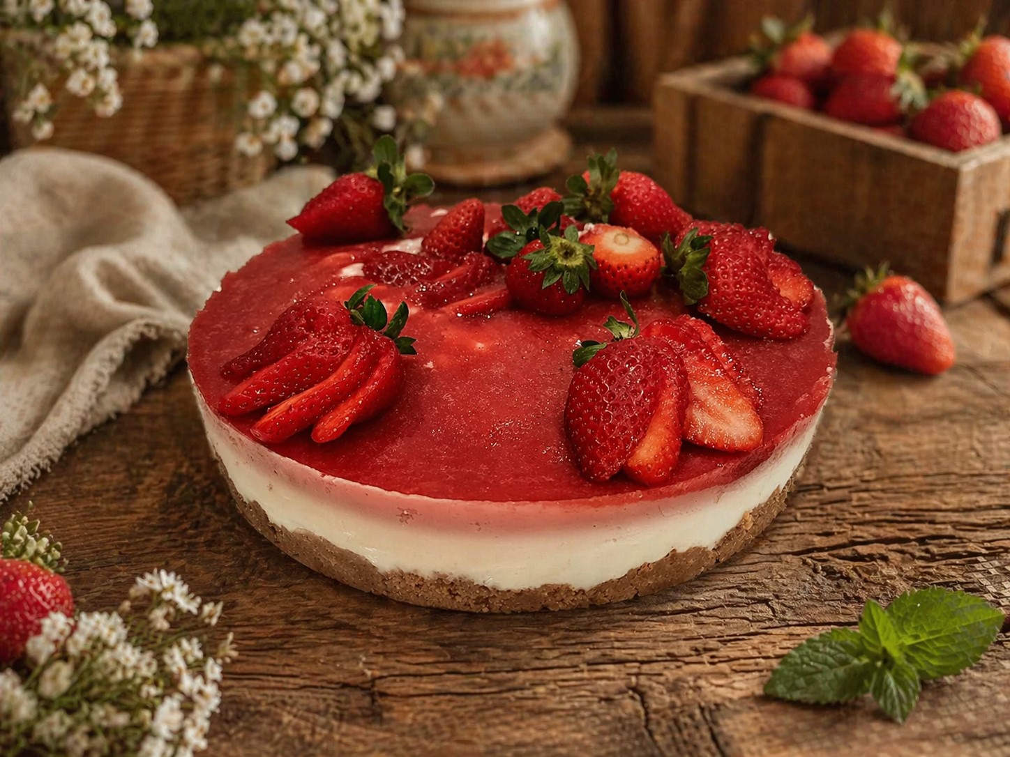 No-Bake Strawberry Cheesecake: Fresh and Easy to Prepare