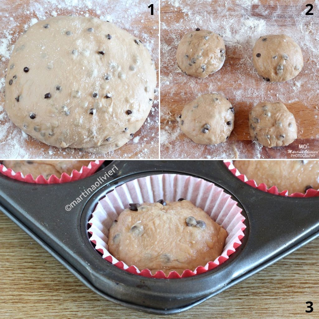 Sweet buns with chocolate chips