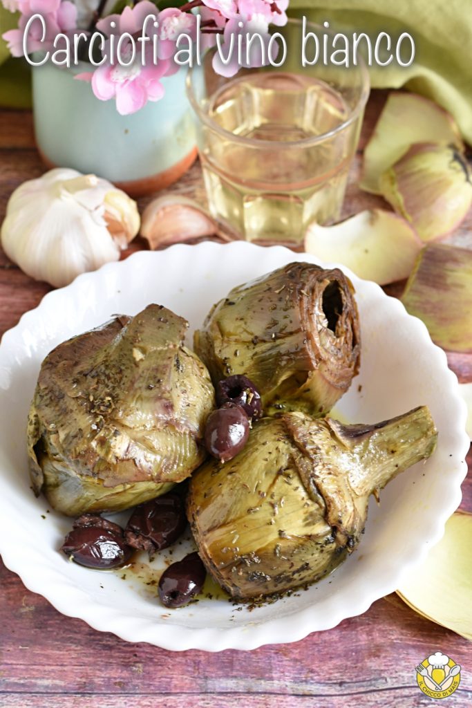 v_artichokes in white wine stewed in pan braised whole artichokes with olives il chicco di mais