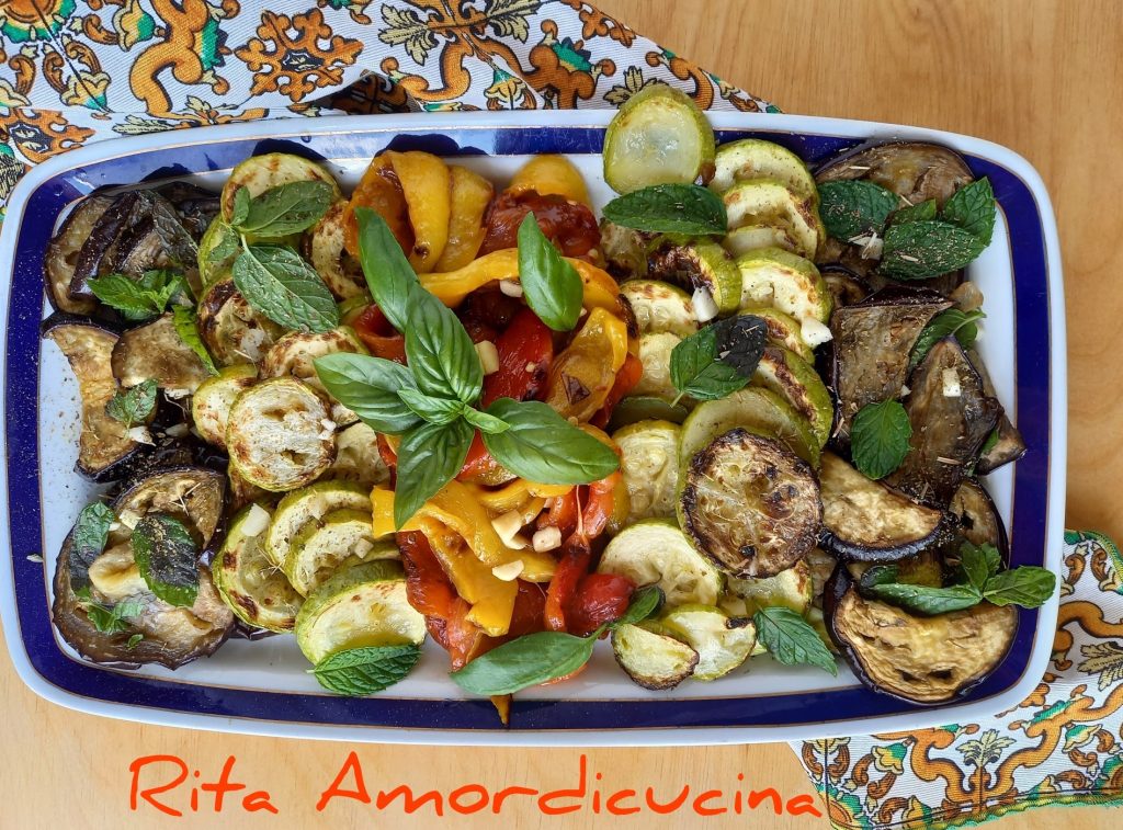 Vegetables not fried and not grilled, but in the oven