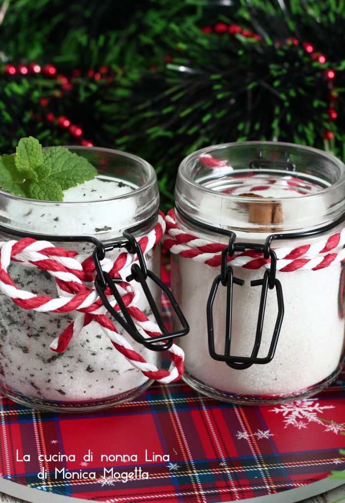 Aromatisierter Zucker mit Minze und Zimt