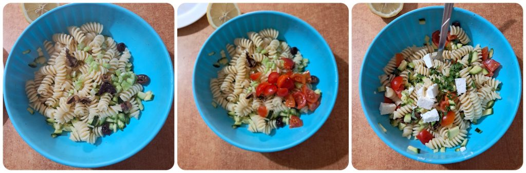 Kalter Nudelsalat mit Zucchini und Feta