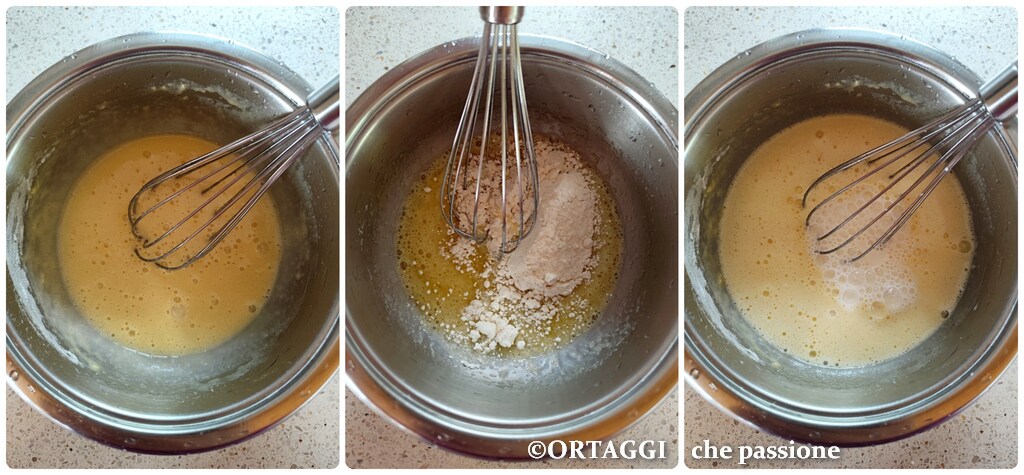 Eier Zucker Mehl und Milch mischen