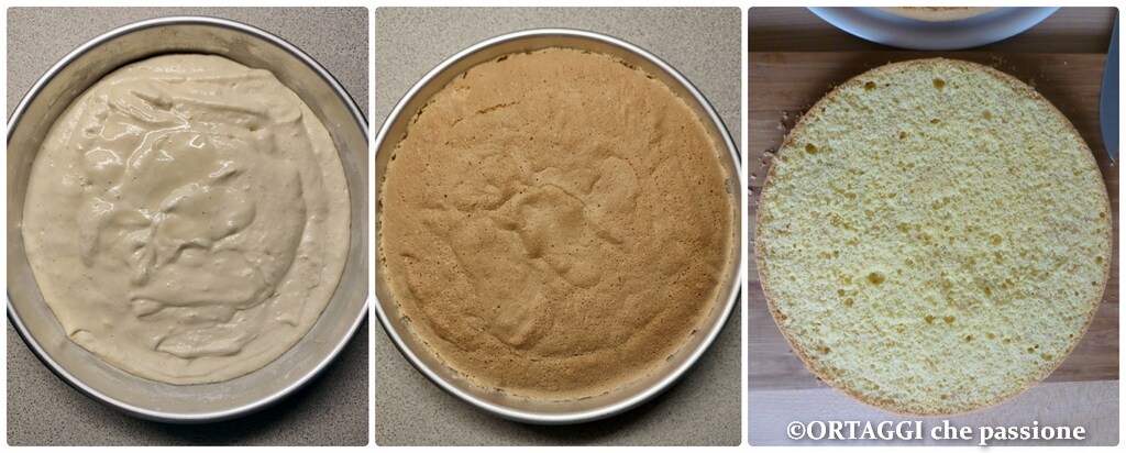 Backen und Schneiden des Biskuits