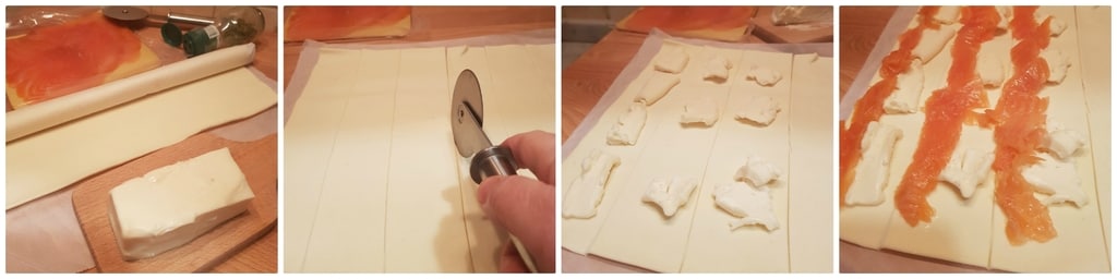 blätterteigblumen mit lachs und taleggio