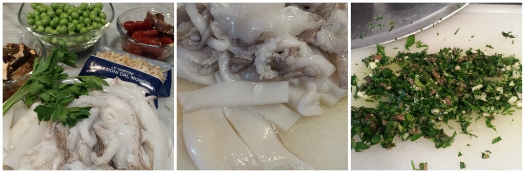 Buridda von Tintenfischen und Erbsen