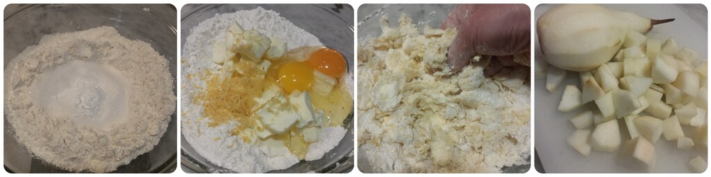 Bröselkuchen mit Haselnuss und Birnen