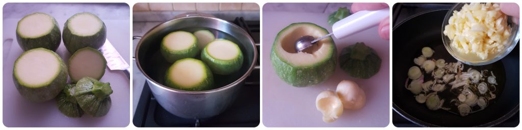 runde Zucchini gefüllt mit Thunfisch und Ricotta