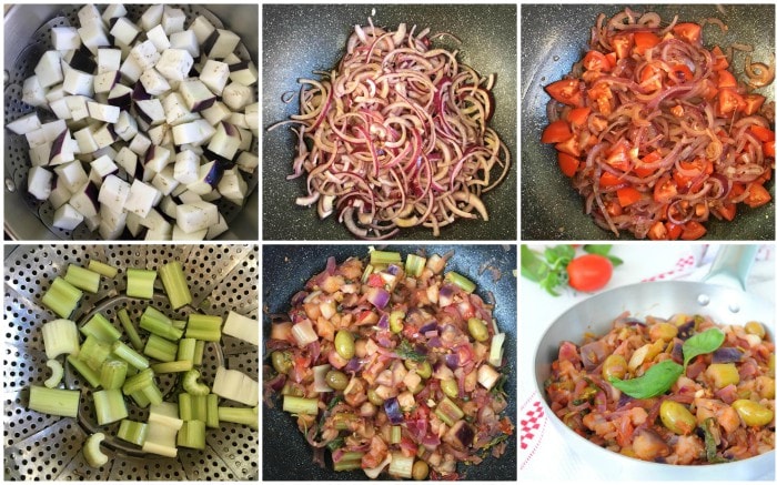 Leichte Caponata mit gedünsteten Auberginen