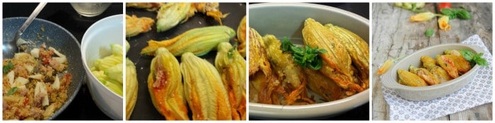 Mit Couscous gefüllte Zucchiniblüten aus dem Ofen