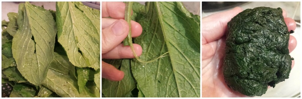 grüne tagliatelle mit wurst und kürbis