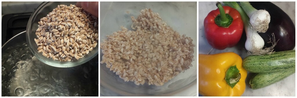 Dinkelsalat mit gebratenem Gemüse