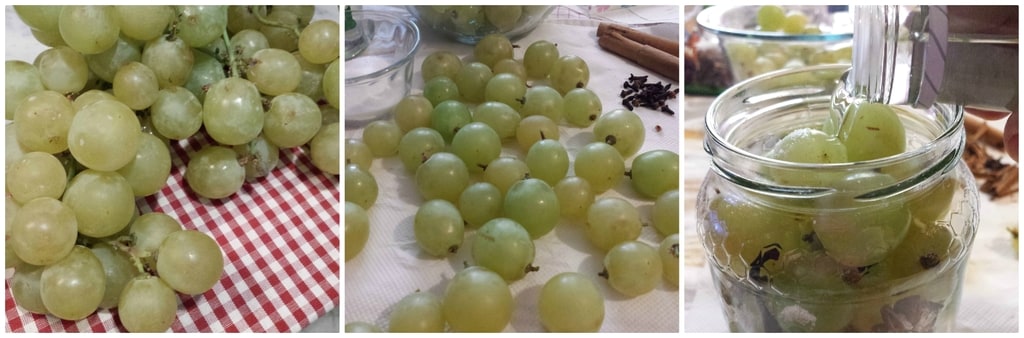 trauben in grappa mit gewürzen